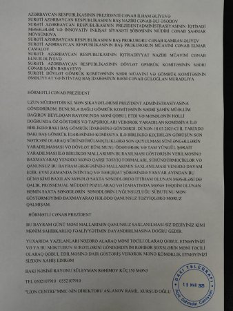 Elmir Ramazanovun təqibləri Sahibkar Ramil Aslanovu Prezidentə müraciət etməsinə vadar etdi FOTO/VİDEO