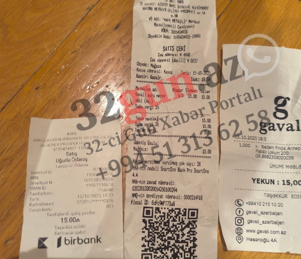 "Gavalı"nın qəbzlərində QƏRİBƏLİK: Çərəz, quru meyvə, şokolad satılan mağazalar şəbəkəsi niyə kafe kimi QEYDİYATDADIR?