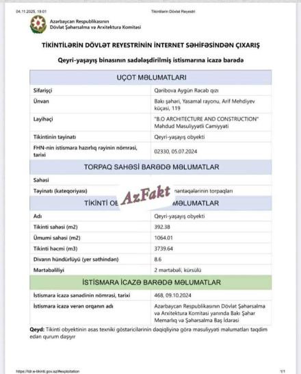 Yasamal icra hakimiyyətinin baş mühasibi milyonluq obyekti necə tikdirib? - SƏNƏD