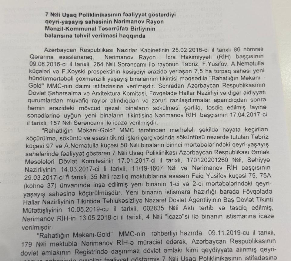 “Rahatlığın məkanı Gold” sakinlərin rahatlığını pozub – poliklinikanın binası satıldı, yol bağlandı