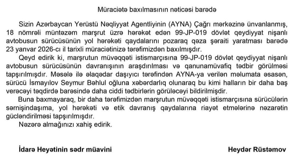 Memar AYNA məmurunun kobud məktubunu paylaşdı…